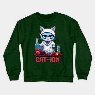 Chemist cat, cation, chemistry, laboratory, kitty in lab, gift present ideas Crewneck Sweatshirt